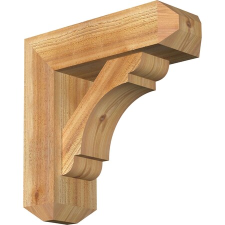 Ekena Millwork Olympic Craftsman Rough Sawn Bracket w/ Offset Brace, Western Red Cedar, 6"W x 18"D x 18"H BKT0604X18X18OLY04RWR